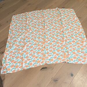 Angel Dear Orange and Green Floral Blanket